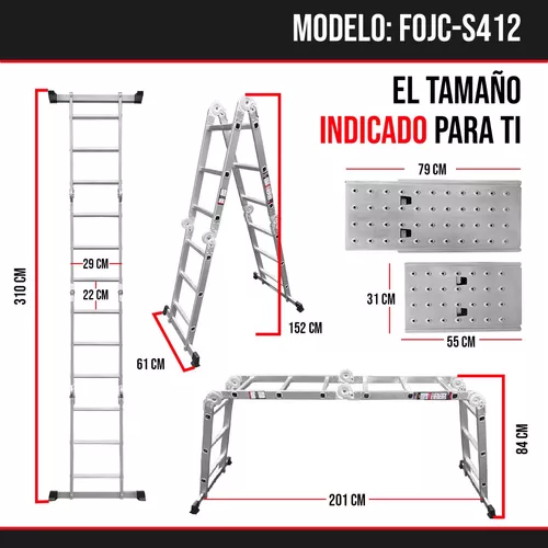 FOJCS412 ESCALERA MULTIPROPOSITO CON PLATAFORMA 