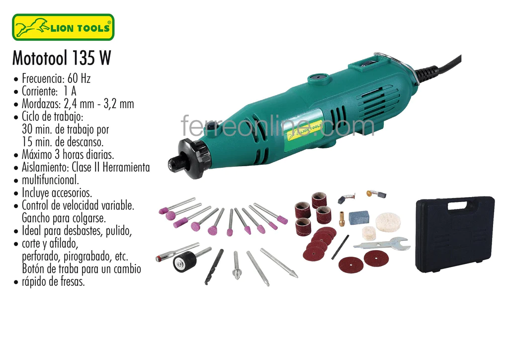 LI4143 MOTOTOOL 135W CON ACCESORIOS LION TOOLS 